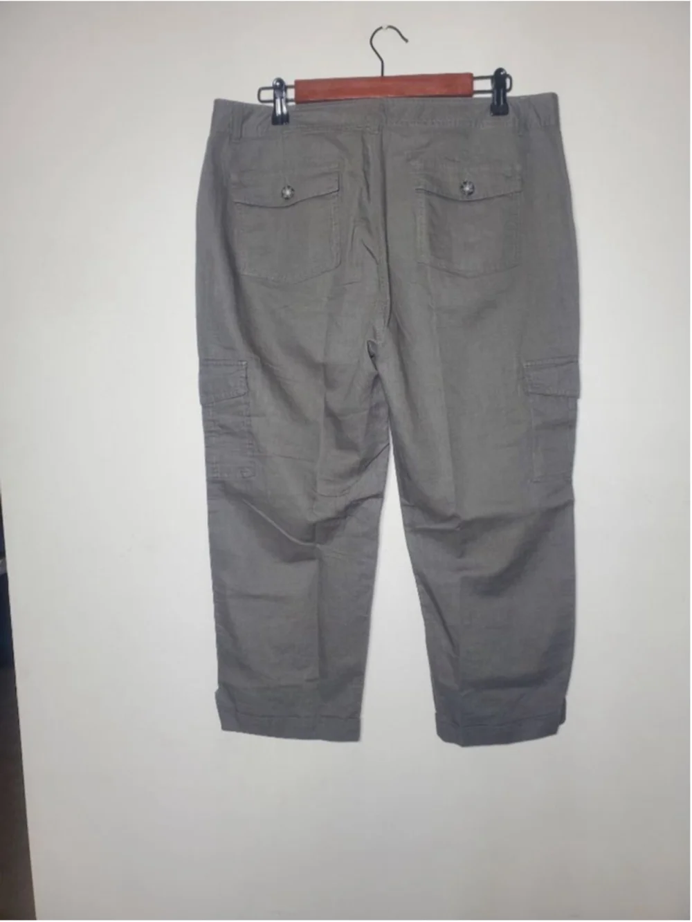 Banana Republic Martin Cargo Utility Pants Olive Green Linen Cotton Size 12 NWT